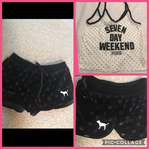 Vs pink Sleep Short lg polka dot v Neck Tank sz m